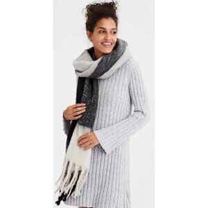 American Eagle Chenille Ribbed Bell Sleeve Mini Sweater Dress in Gray - Sz XS